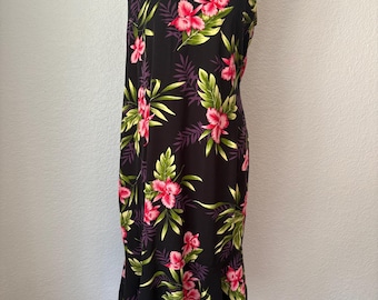 Vintage sz L Two Palms rayon Hawaiian slip dress