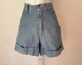 Vintage Size S 1970's Mavericks Cuffed high waist denim shorts