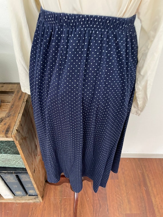 polkadot blue and white cotton blend skirt. Midi … - image 2