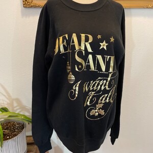 Vintage 1989 Christmas Sweater. Black and Gold. Sz Large Christmas Sweater. Pullover. Holiday. Kitschy. Sweater Contest. Christmas Pullover.