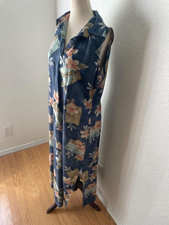 Sz L 1990’s Hawaiian postcard novelty print dress… - image 3