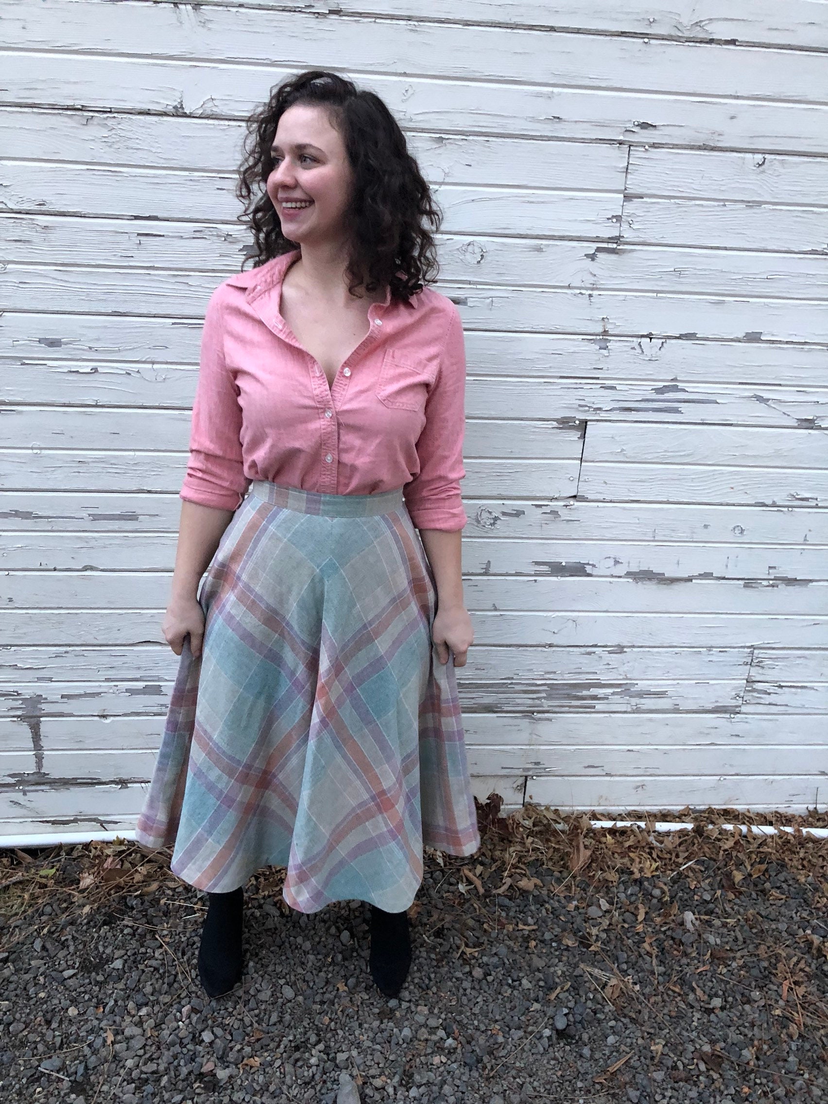 Vintage Pastel Wool Skirt. Circle Skirt. A line Skirt. 1960s. Etsy