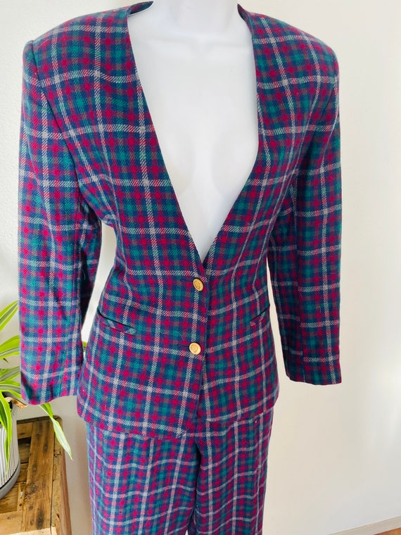 Size 10 petite purple and pink plaid 1970s Polyes… - image 6