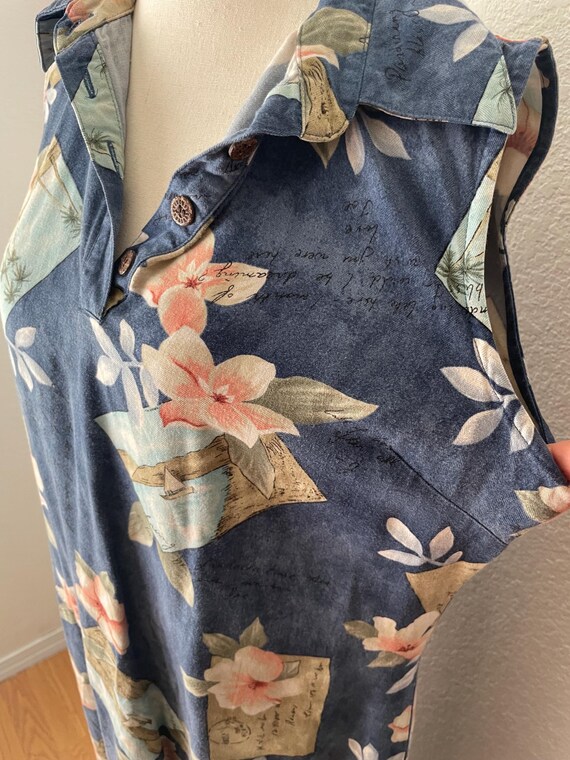 Sz L 1990’s Hawaiian postcard novelty print dress… - image 4