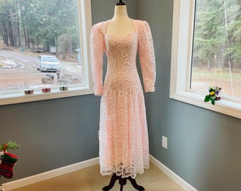 Vintage Size 9 Gunne Sax Jessica Mcclintock Dress. Open Back