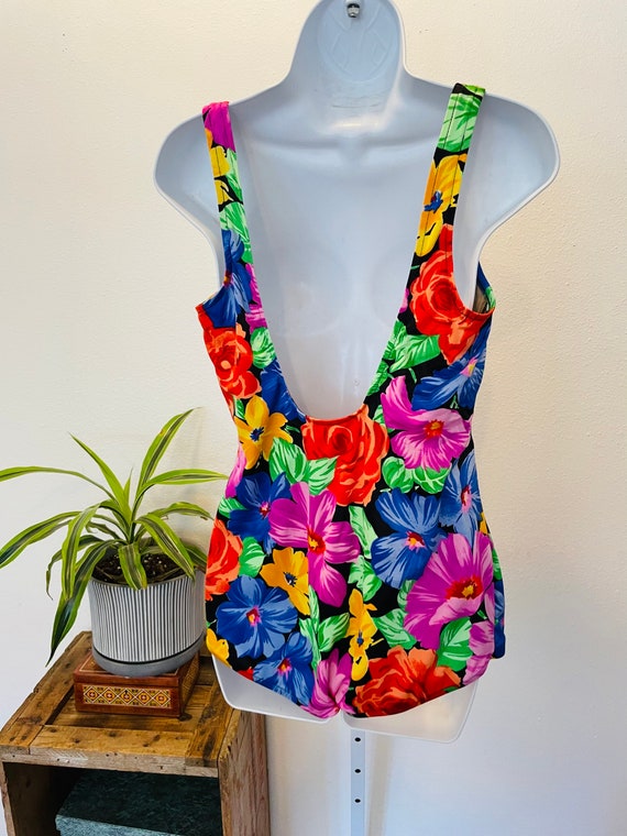 Vintage 18W 1980s "Dune Deck" Swimsuit in bold fl… - image 7