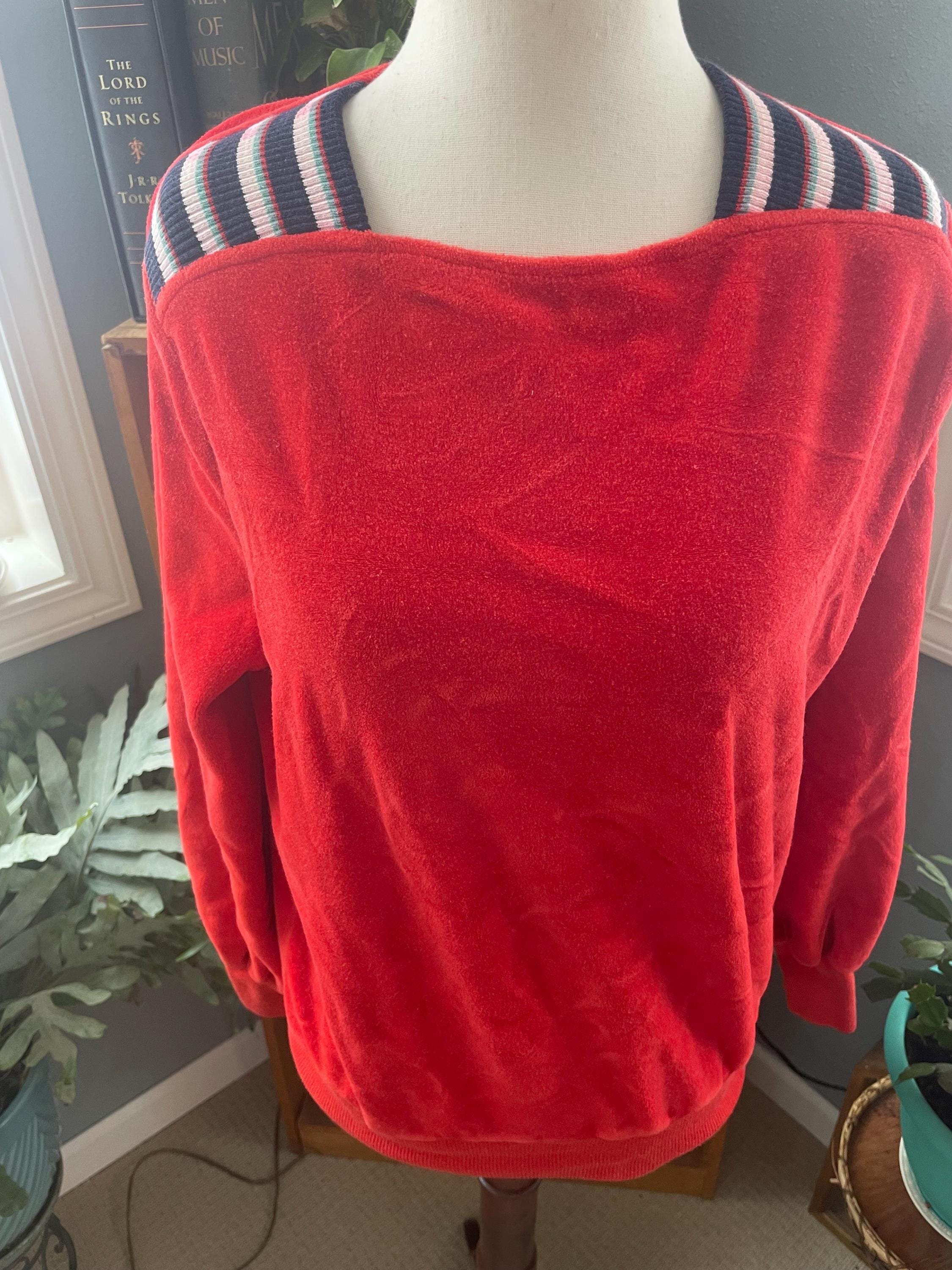 Vintage '70's Velour Sweater Tracksuit Top. Sweatsuit. Sweatshirt