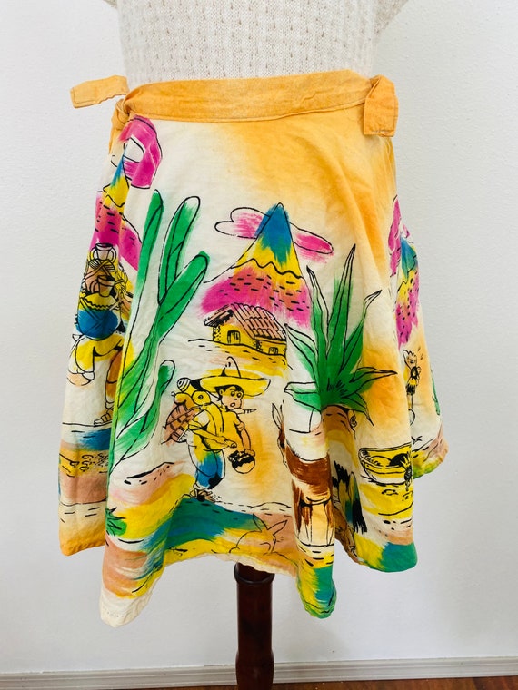 late 1940s mexican novelty print hand painted cott