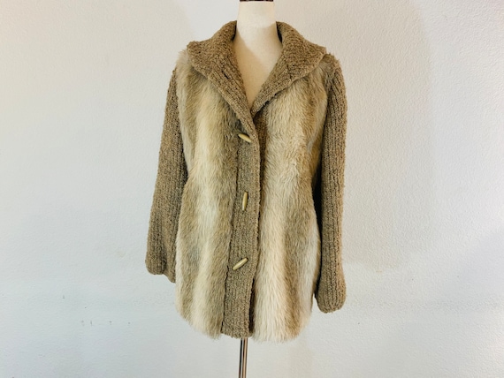 True Vintage size M/L Teddy bear striped coat. Ad… - image 1