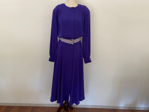 Vintage sz M/L purple 1980's does 1940's dress. 1… - image 1