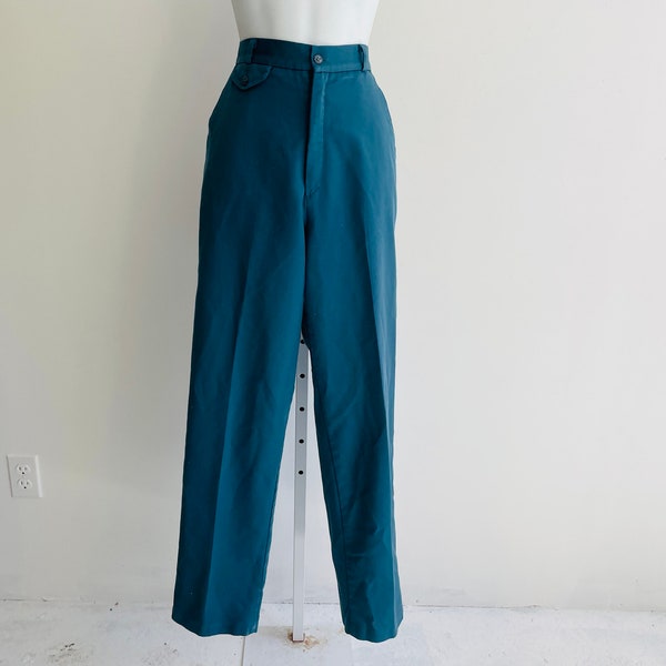 Blue 980s does 1940s Slacks. cotton feel. Lord Isaacs. Pockets. Cute high waist pants. Holiday look book. Preppy. Dark academia. Trousers