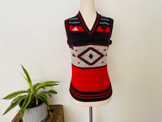 1970s Catalina Colorwork Vest. Geometric designs.… - image 1