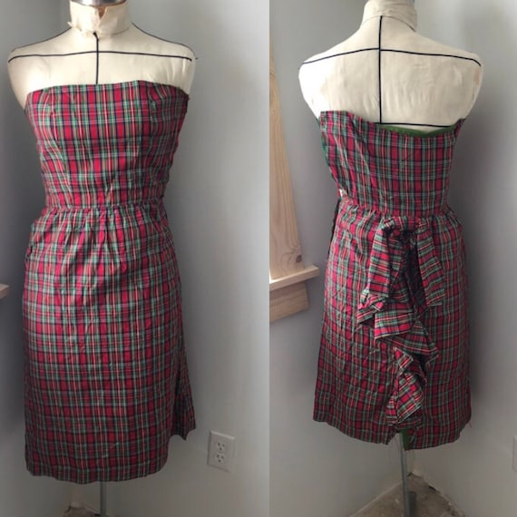 XS 1950s bscl bustle Vintage Wiggle Dress. Sleevel