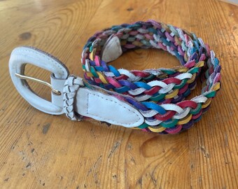Vintage rainbow woven leather multicolor hippy boho‎  western 
Belt Vintage Rainbow Woven Belt Boho Hippie Retro70 main image 3