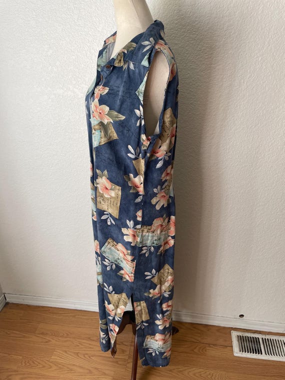 Sz L 1990’s Hawaiian postcard novelty print dress… - image 5