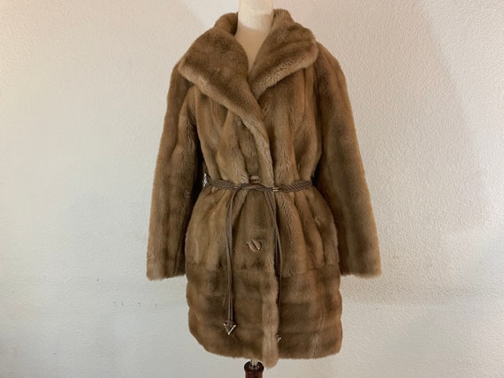 Vintage Faux Fur teddy bear Coat. Striped 1960s f… - image 3