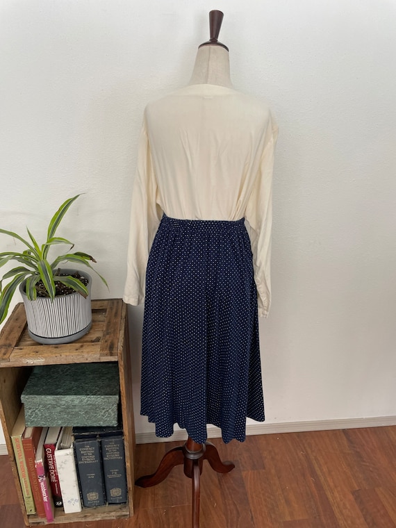 polkadot blue and white cotton blend skirt. Midi … - image 9
