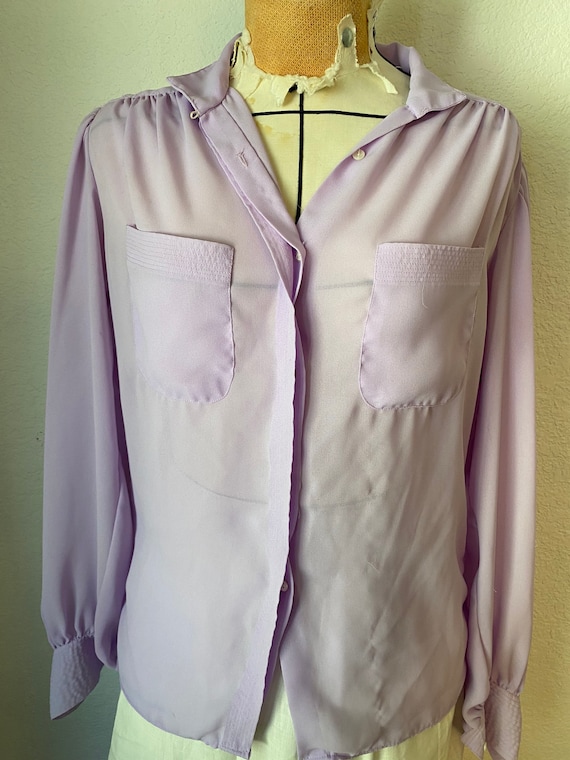 Vintage dramatic blouse.  sz L Completely sheer l… - image 1