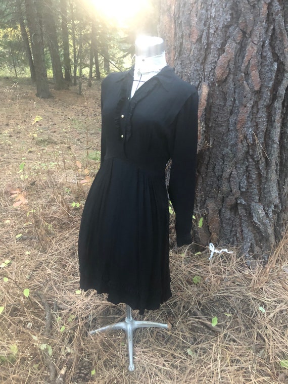 1940’s size S/M Black dress. Lil Alice. Rayon. Wit