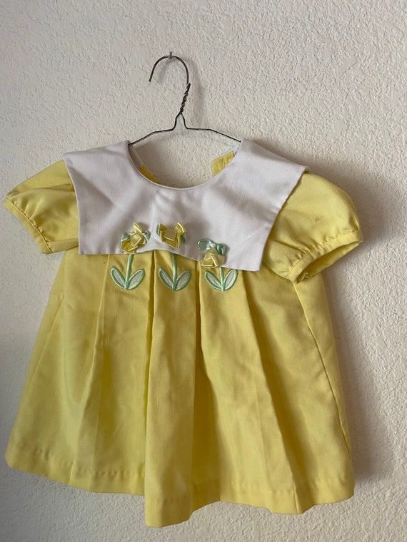 Vintage 12-18 month  baby girl dress. Yellow with… - image 1