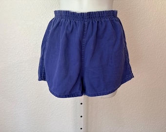 Size S 1980's Dark Purple all cotton shorts with stretchy waist by Sports star.