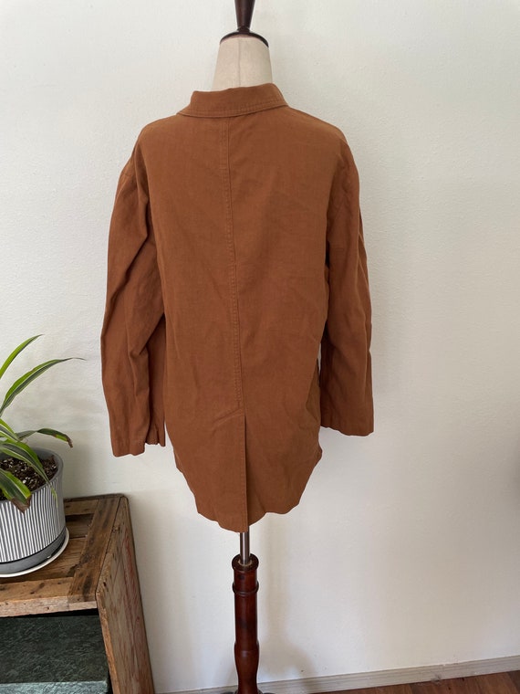 Vintage 1980s/90s oversized basic brown flax and … - image 3