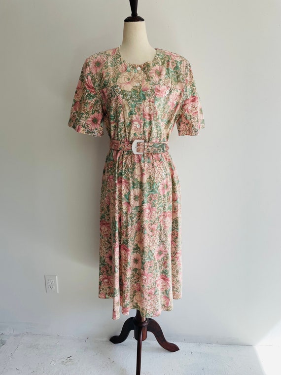 Sz 8 church dress. 90’s Floral Dress. Blousy. Ful… - image 9