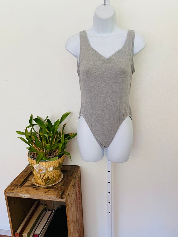 Vintage 1980s grey bodysuit. Size large. small co… - image 5