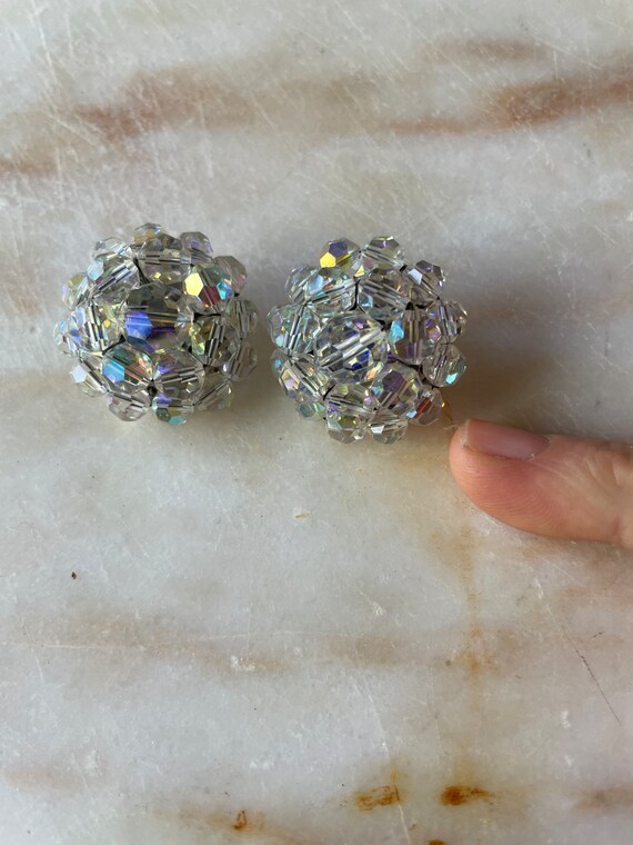 Large Gaudy Costume Jewelry clip on earrings. Rhinest… Gem
