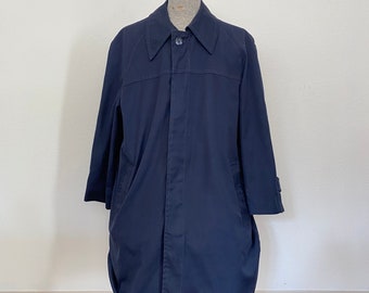 1960s Genuine Swedish Army Black Raincoat Rubber Coat
