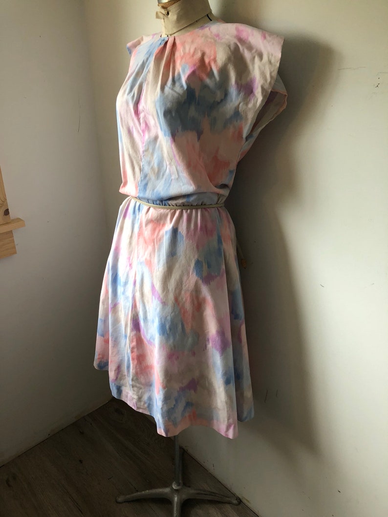 Pastels Vtg sz L 1970/'s1980/'s Dress Classic Feminine Cotton.