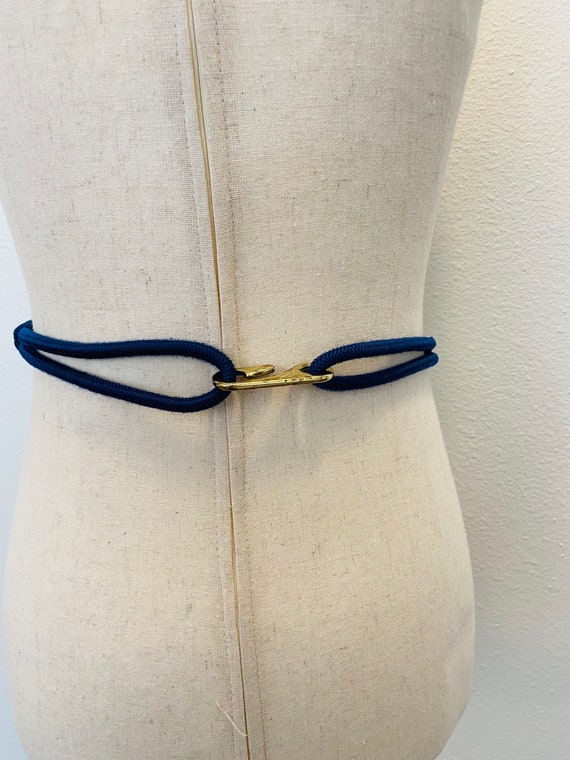 Sz M/L Unique 1980’s Braided Belt. Blue and Silve… - image 5