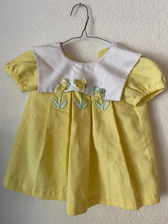 Vintage 12-18 month  baby girl dress. Yellow with… - image 5