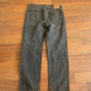 sz 38/32 USA made Levi 501s. Faded Black Button Tab Jeans. Classic western USA look Jeans. All Cotton. Bootcut. Cowboy denim. classic jeans