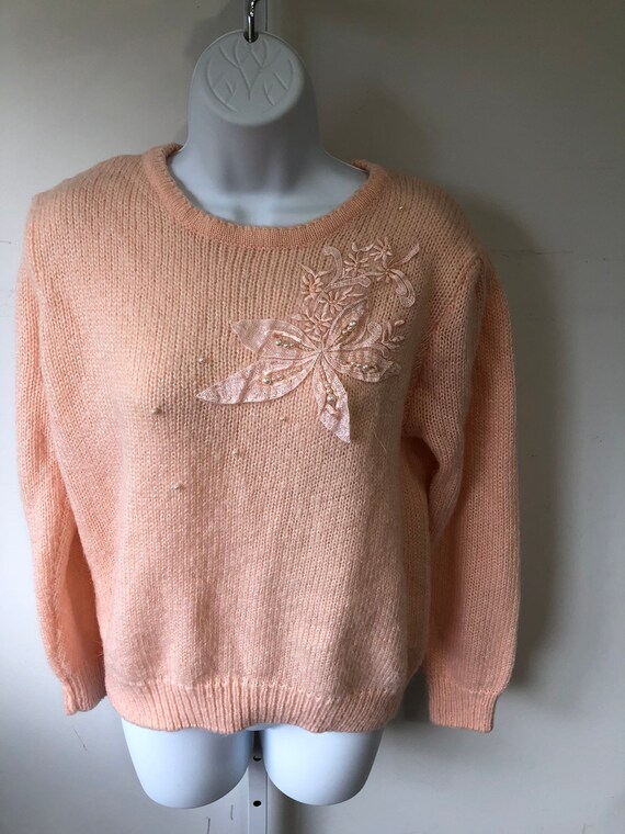 Vtg sz M 1980's does 1950's Pretty in Pink Mohair… - image 8