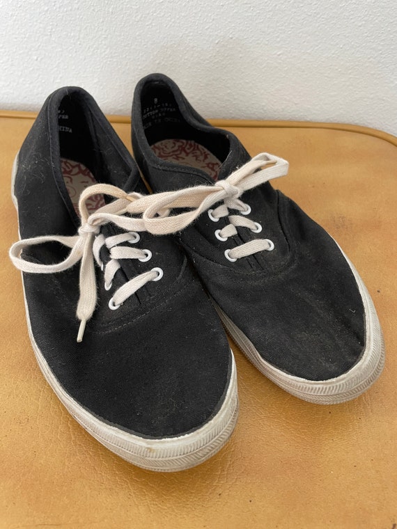 Size 8 "Just for Kicks" Black 80s Vintage Tennis … - image 8