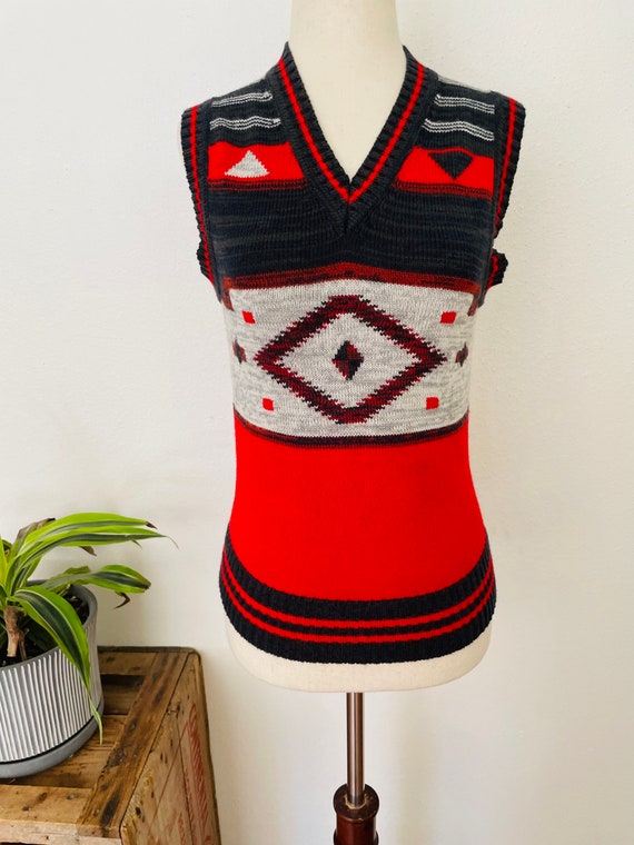 1970s Catalina Colorwork Vest. Geometric designs.… - image 2