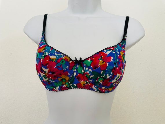 size 36 C Silk Watercolor style bra. 1980s Adrian… - image 1