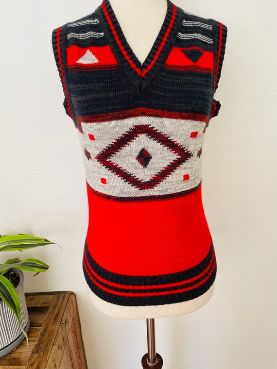 1970s Catalina Colorwork Vest. Geometric designs.… - image 3