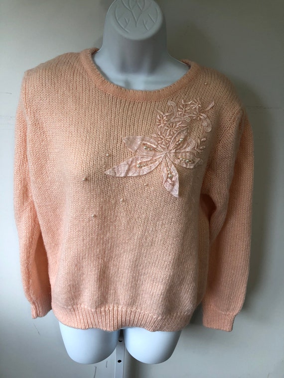 Vtg sz M 1980's does 1950's Pretty in Pink Mohair… - image 2