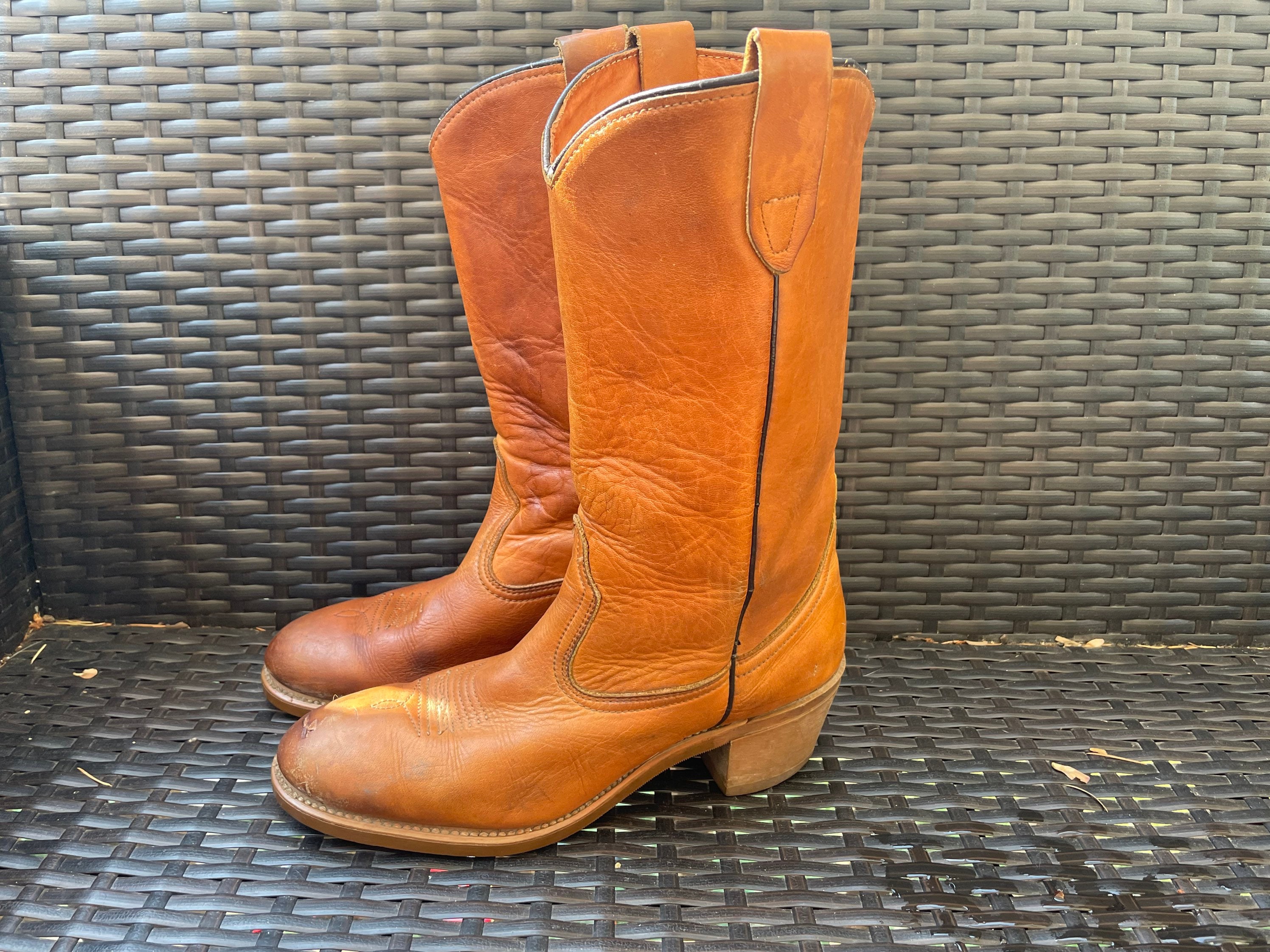 Orange Leather Boots - Etsy