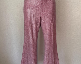 size S 1960s pink metallic cowgirl bellbottom pants