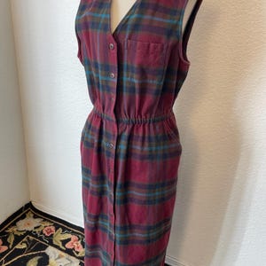 eddie bauer flannel shirt dress 00s "Farmer's Market" Embroidered Eddie Bauer Plaid & Corduroy Dress