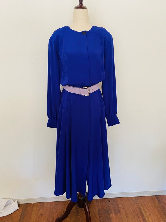 Vintage sz M/L purple 1980's does 1940's dress. 1… - image 2