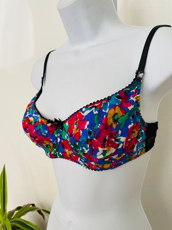 size 36 C Silk Watercolor style bra. 1980s Adrian… - image 7