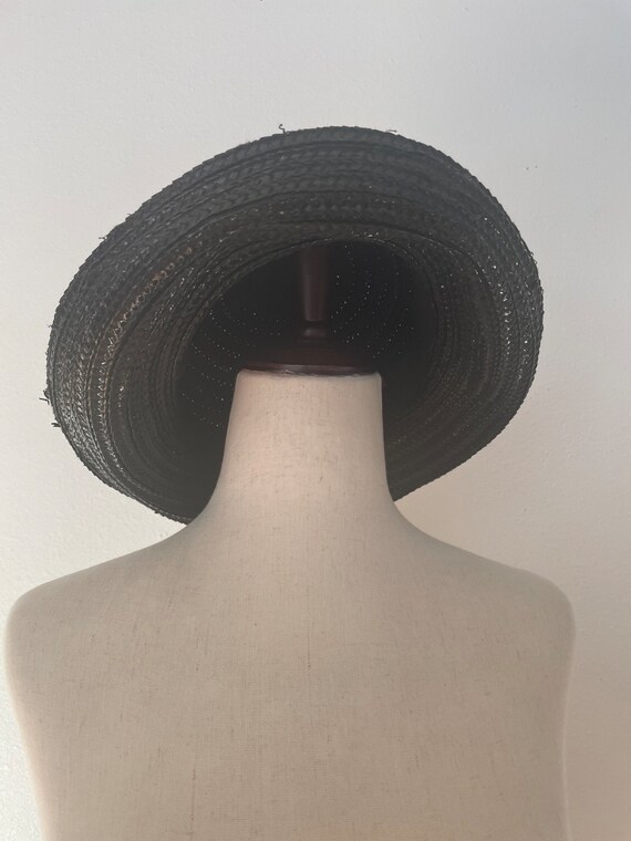 Cute mid century straw hat. Black. Funerals. Hors… - image 5