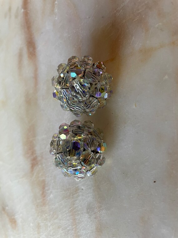 Large Gaudy Costume Jewelry clip on earrings. Rhinest… Gem