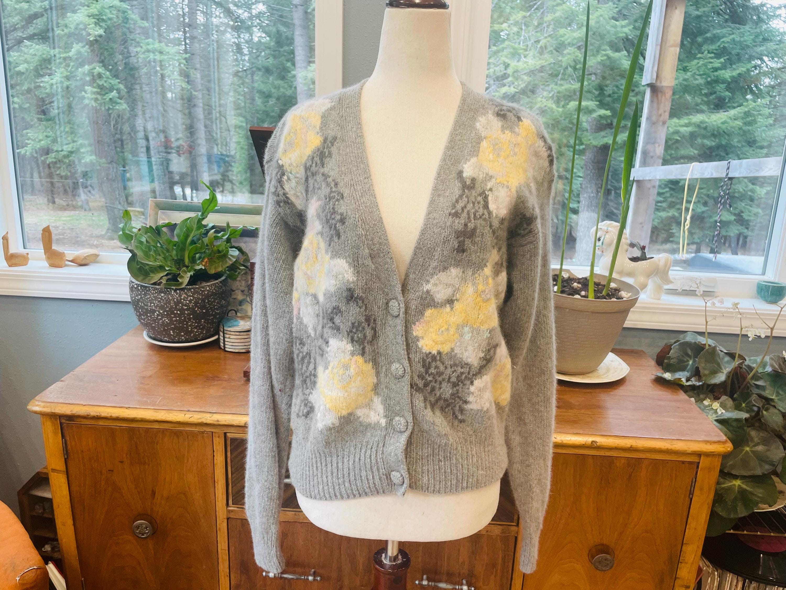 treaturself Bunny fur cable knit cardigan