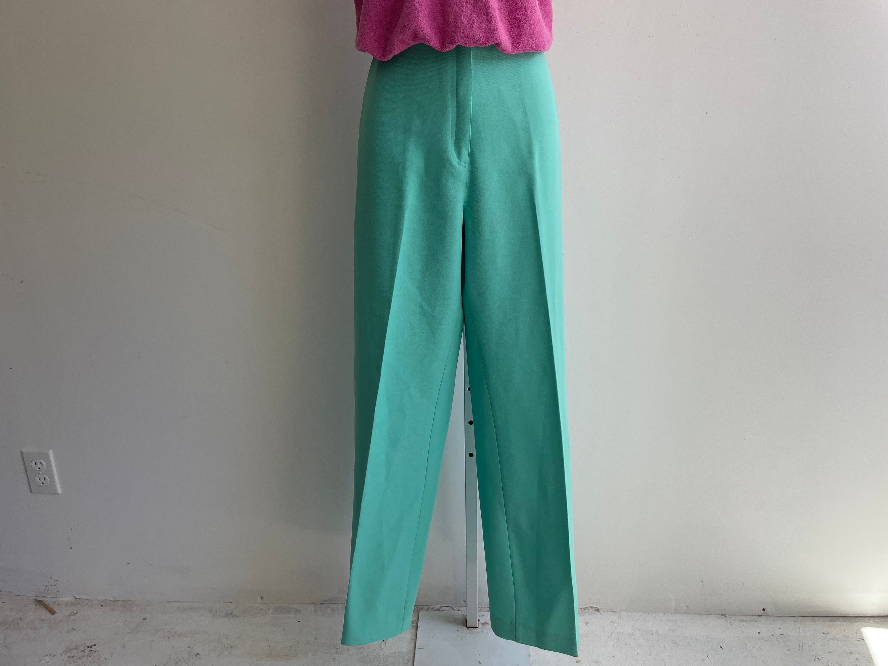 Vintage 1980's Polyester Pants. Green Slacks. 80s Closet Primary