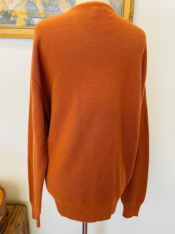 Men's 1970s burnt orange pullover sweater. Academ… - image 3